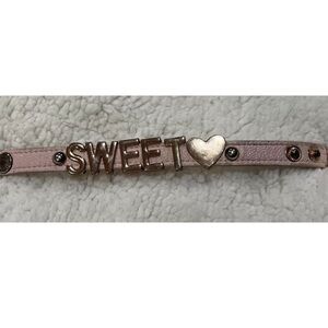 BCBG Pink CUFF WITH Rose Gold Tone LETTERING (SWEET) - 8.25" - AUTHENTIC